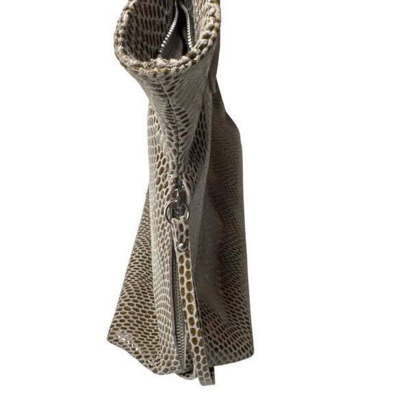 Sorial Snake-Embossed Vegan Leather Tote Bag With Zipper Pockets & Dual Handles - Picture 4 of 12